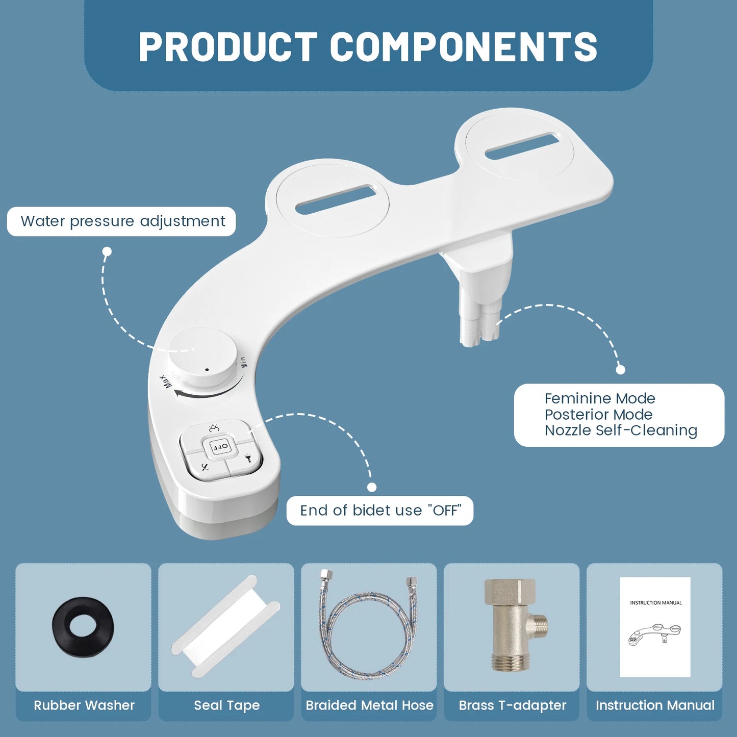 Bidet Bliss: Self-Cleaning Dual Nozzle Attachment