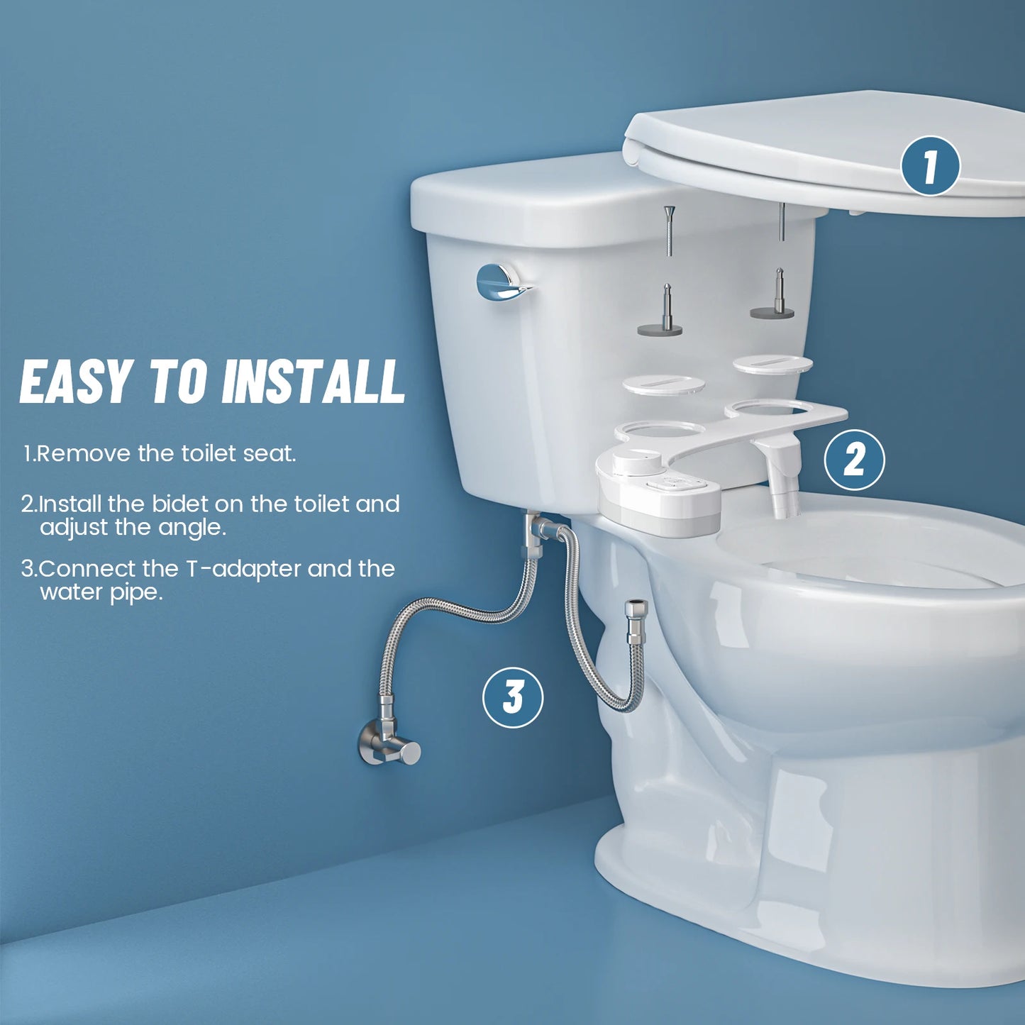 Bidet Bliss: Self-Cleaning Dual Nozzle Attachment