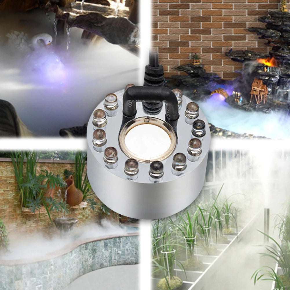 Colorful LED Ultrasonic Misting Fountain Fogger: 36mm