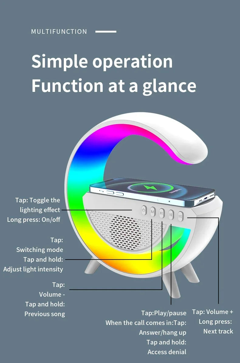 Multifunction Wireless Charger Stand: Speaker, Night Light