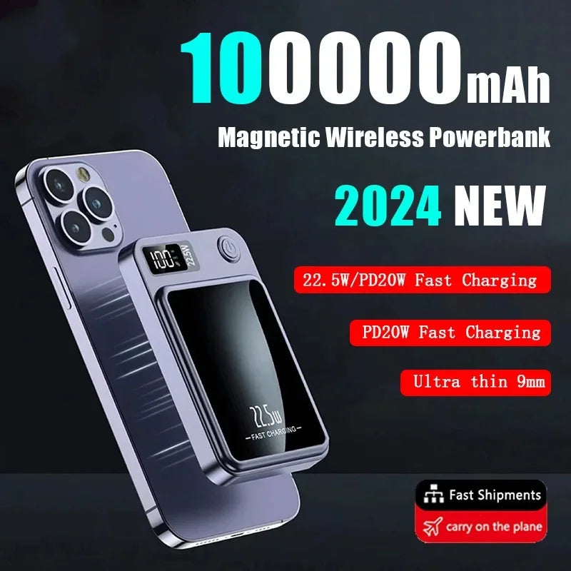 100000mAh Wireless Power Bank: Fast Charging, Portable