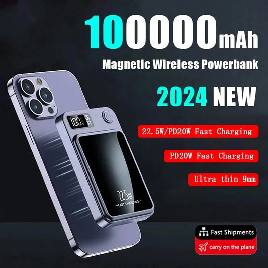 100000mAh Wireless Power Bank: Fast Charging, Portable