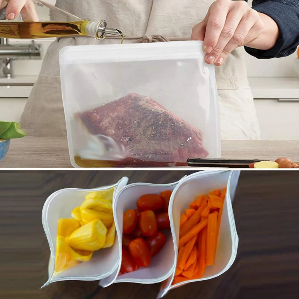 10Pcs Leakproof Silicone Food Storage Bags