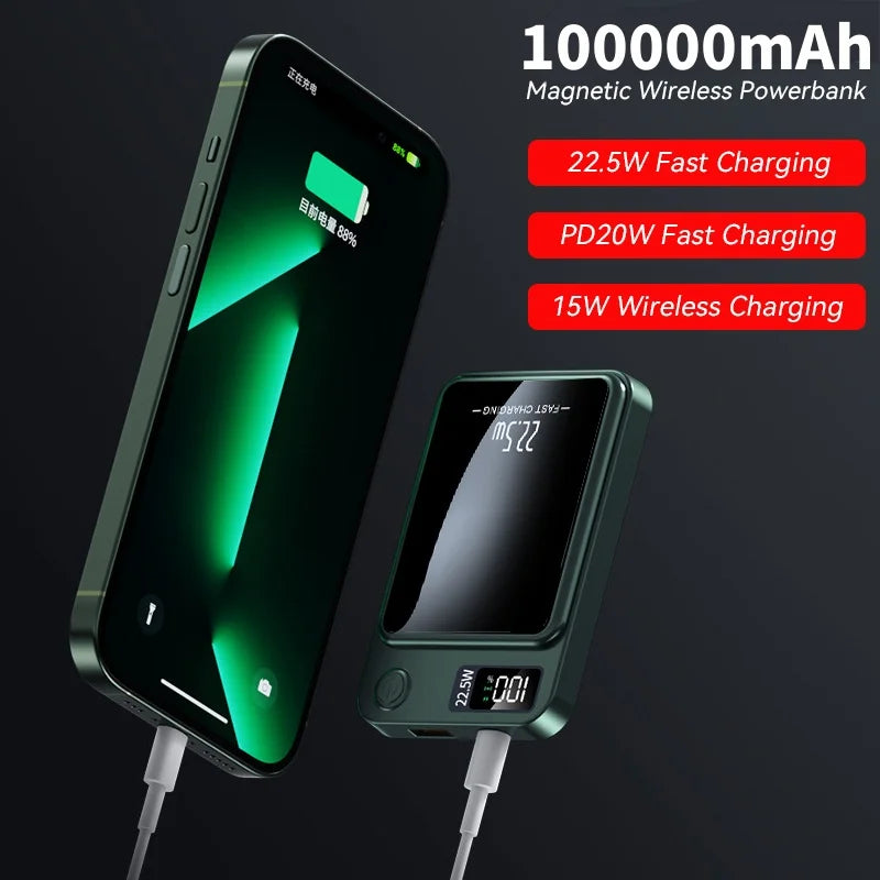 100000mAh Wireless Power Bank: Fast Charging, Portable